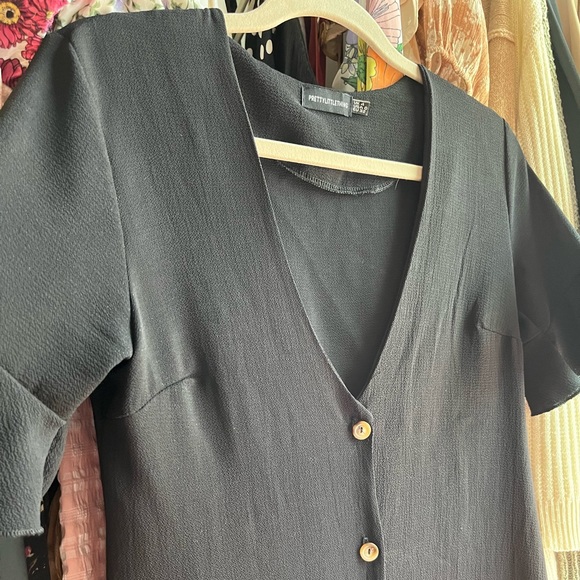 PLT Black Button Dress - Picture 2 of 9